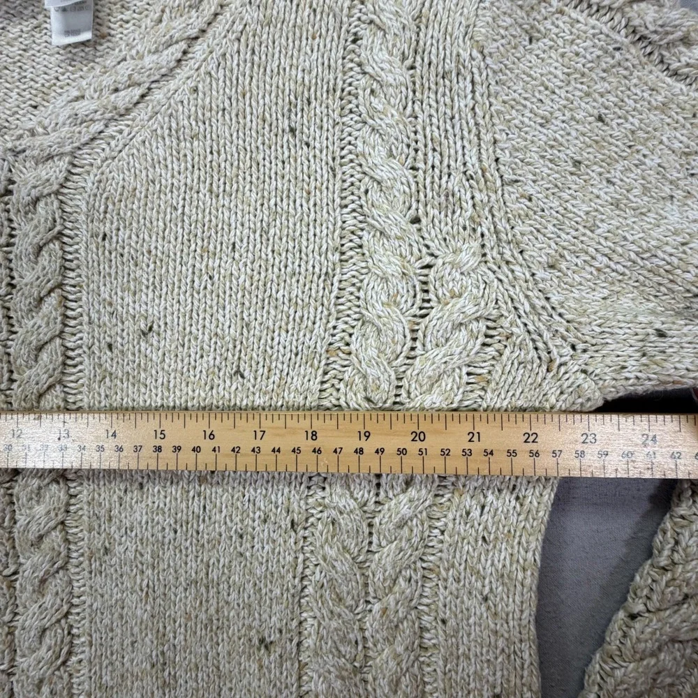 Liz Claiborne Womens Sweater Relaxed Oatmeal Cable Knit Tweed V-Neck XL